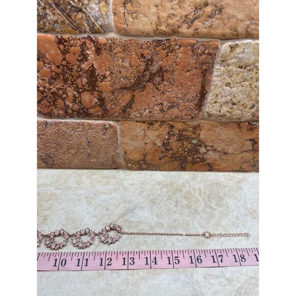 Banana Republic Necklace Rose Gold Opalescent Statement Pink Crystal Floral - Picture 8 of 9